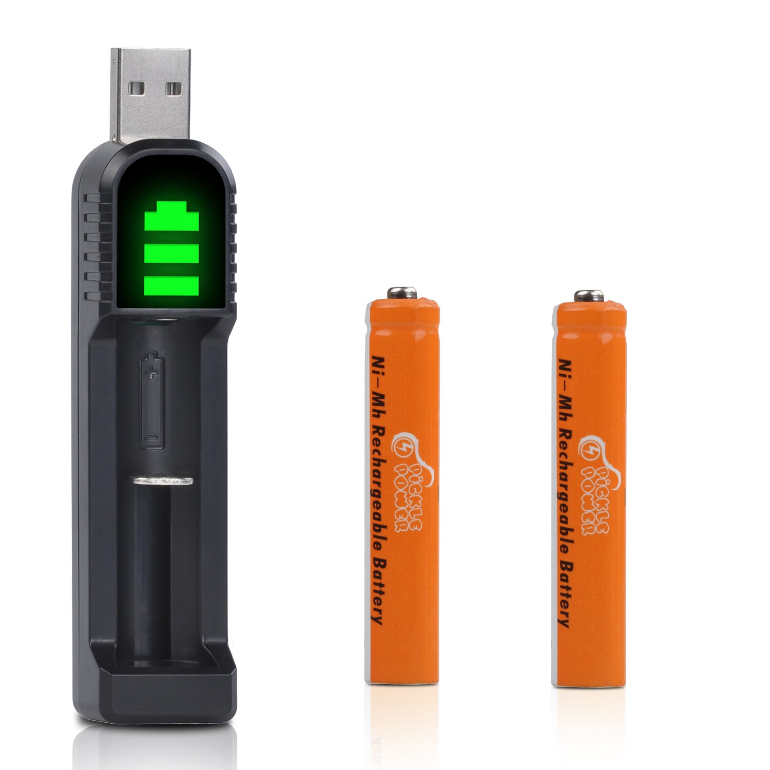 salamoia potenza 500mAh AAAA batteria ricaricabile Ni-MH caricabatterie USB a portato per batteria a stilo attivo con penna di superficie: 2 batteria 1 caricabatterie