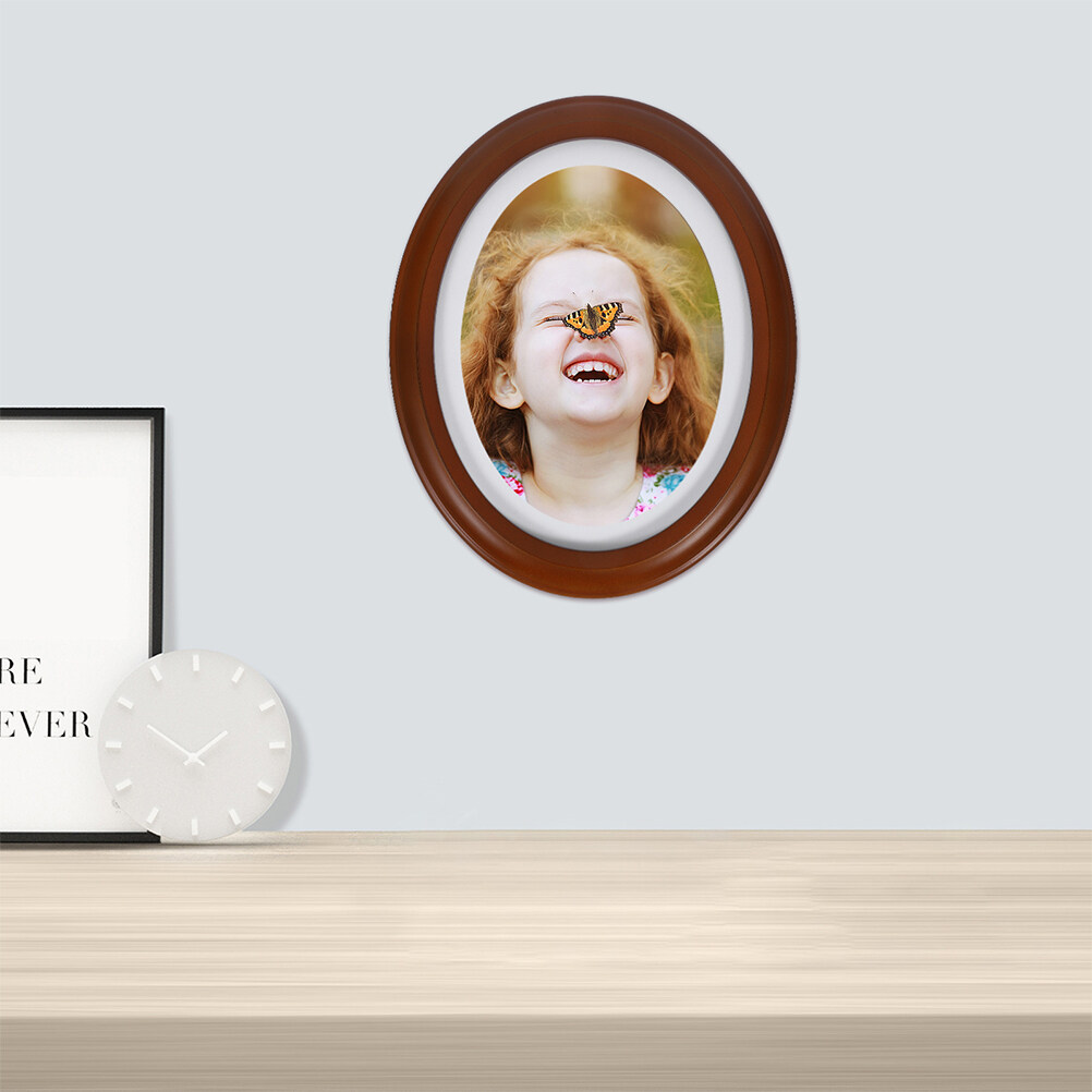 Oval fotoramme tre vegghengt bilderamme vegg dekorativ fotoramme elliptisk heltre ramme veggdekorasjon
