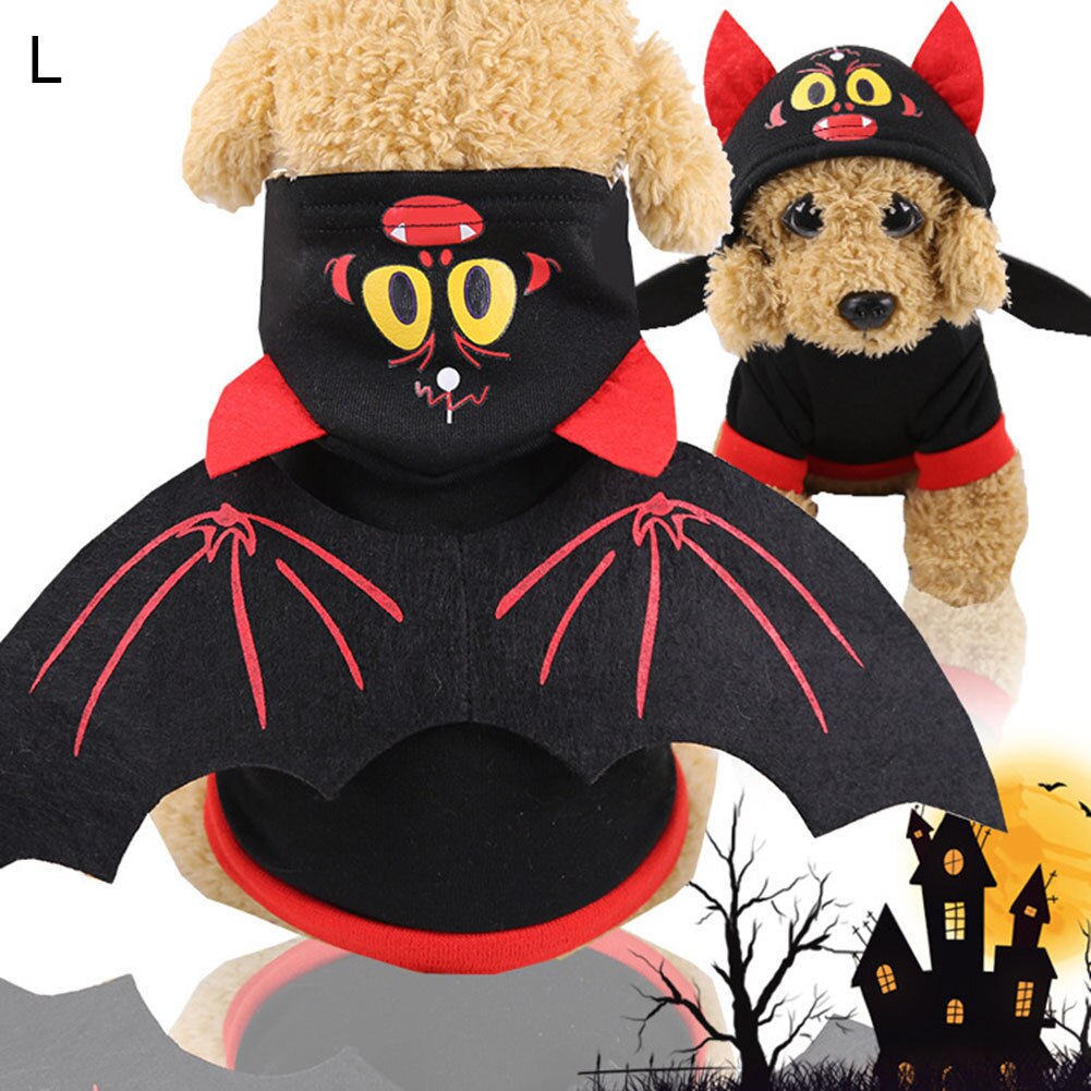 Kæledyr Hund Flagermus Kostume Frakke - Halloween Fest Hættetrøjer Tøj - Rollespil Kæledyr Forsyninger: Marine blå