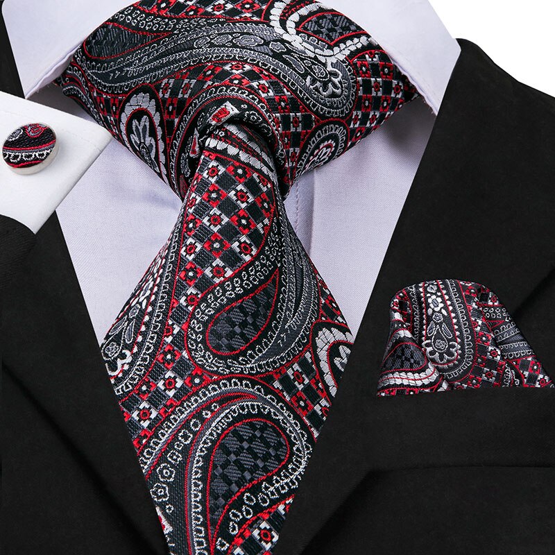 Hi-tie mænd slips silke slips business guld slips og lommetørklæde manchetknapper sæt jakkesæt bryllupsfest gul mænd slips sæt: Sn -3079