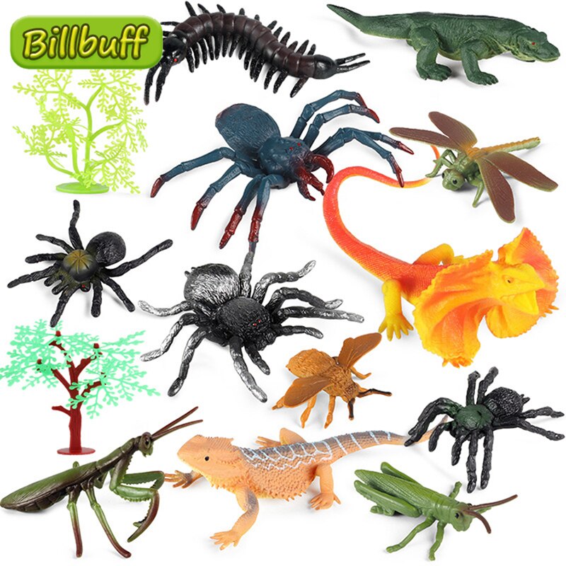 Mini Simulatie Dieren Insect Abs Lieveheersbeestje Bee Spider Sets Model Action Figures Collection Miniatuur Cognitie Speelgoed Voor Kinderen