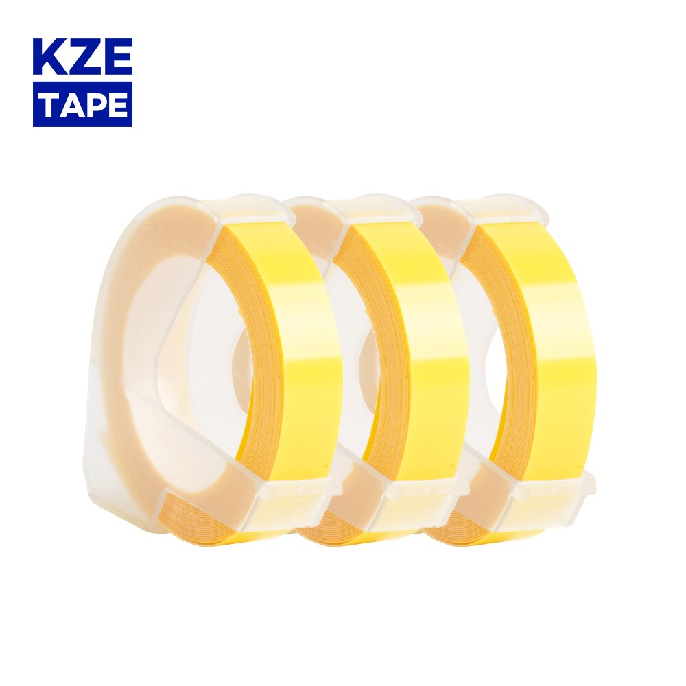 3 Rolls/lot 20 colors 9mm 3D Embossing Label Tape Compatible Dymo 1610 12965 Manual Label printer for Motex E101 Label Maker: light yellow