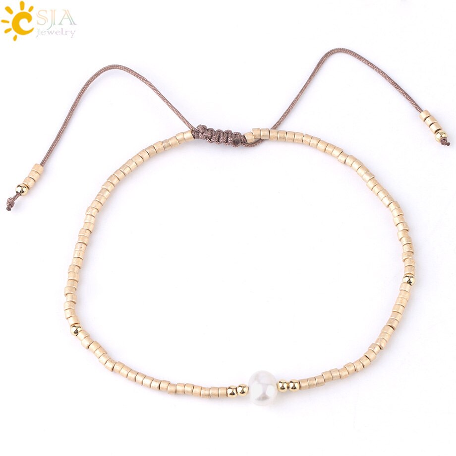 CSJA, Pulseras Miyuki de verano para Mujer, Pulseras para Mujer, , cuentas de perla Delica, joyería de mano, pulsera chapada en Color Metal S337: D