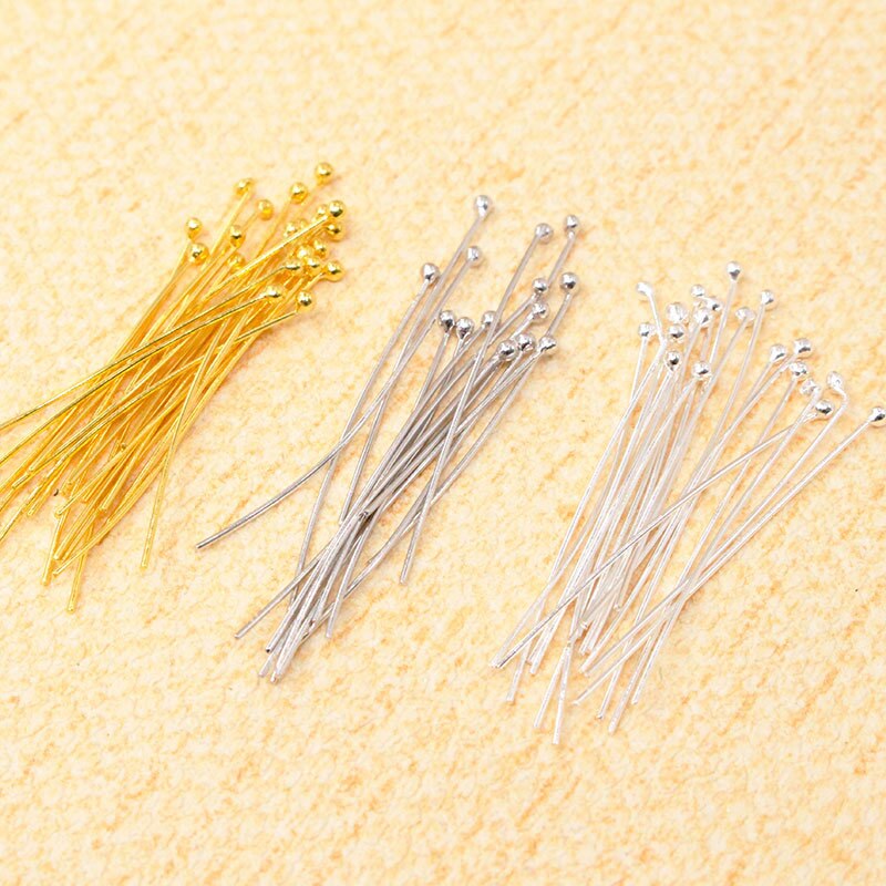 925 Sterling Silver Pin Ball Head Pins Needles 20MM 30MM 40MM Length For DIY Jewelry Findings Accessories 50pcs/lot