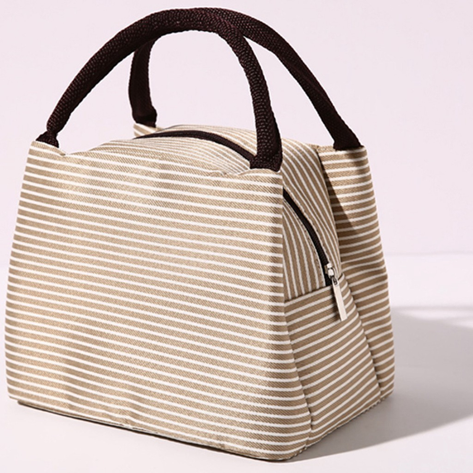 Lunch Bag Handle Insulation Cooler Bag For Women Kid Lunch Box Picnic Travel Portable Food Storage Breakfast Thermal Food Bag: Khaki