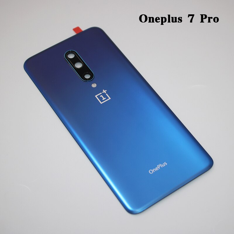 Oneplus – boîtier de batterie pour Oneplus 7 7T Pro 1 + 7T Pro, couvercle arrière en verre avec objectif d&#39;appareil photo et autocollant: 7 Pro Matte Blue