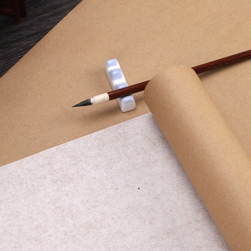 Xuan-rollo de papel antiguo de 20m de largo, cepillo de papel de arroz semiadulto, escritura, caligrafía, Pratice, grueso, papel Retro liso Xuan