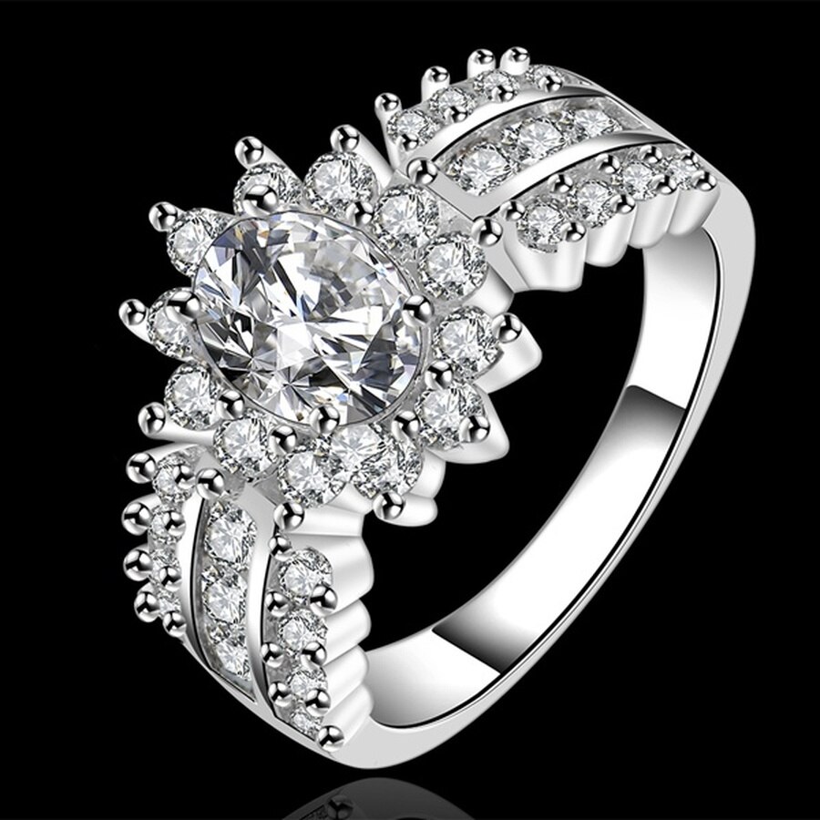 Ædel krystal sten kvinder 925 sterling sølv ring temmelig flot bryllup charme smukke sølv farve smykker