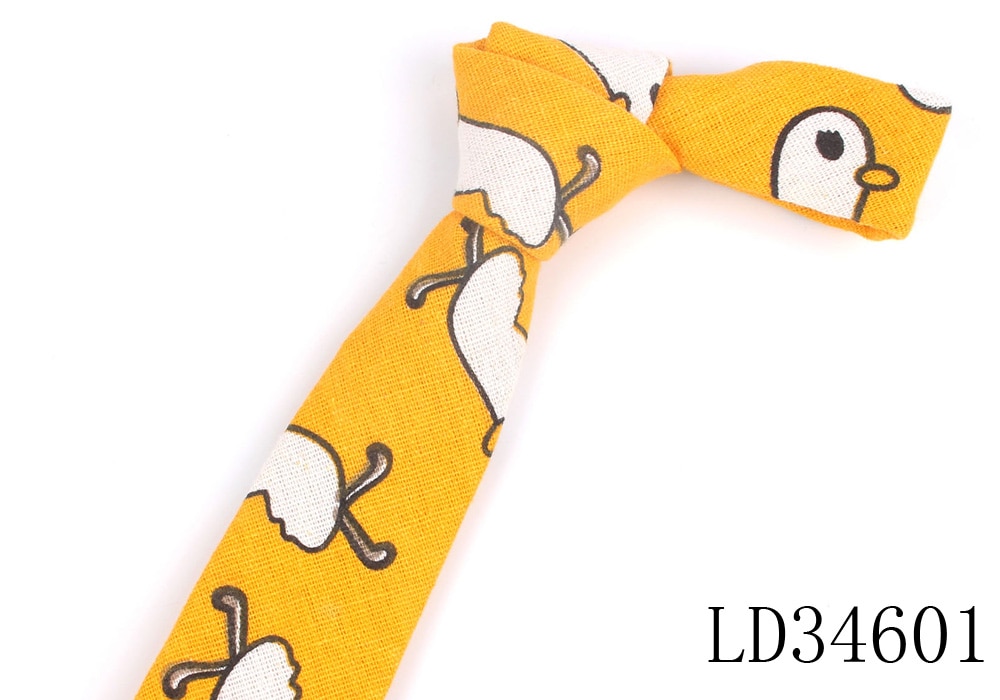 Cartoon Print Tie For Men Women Skinny Neck Tie For Wedding Casual Cartoon Neckties Classic Suits Slim Cotton Linen Neck Ties: LD34601