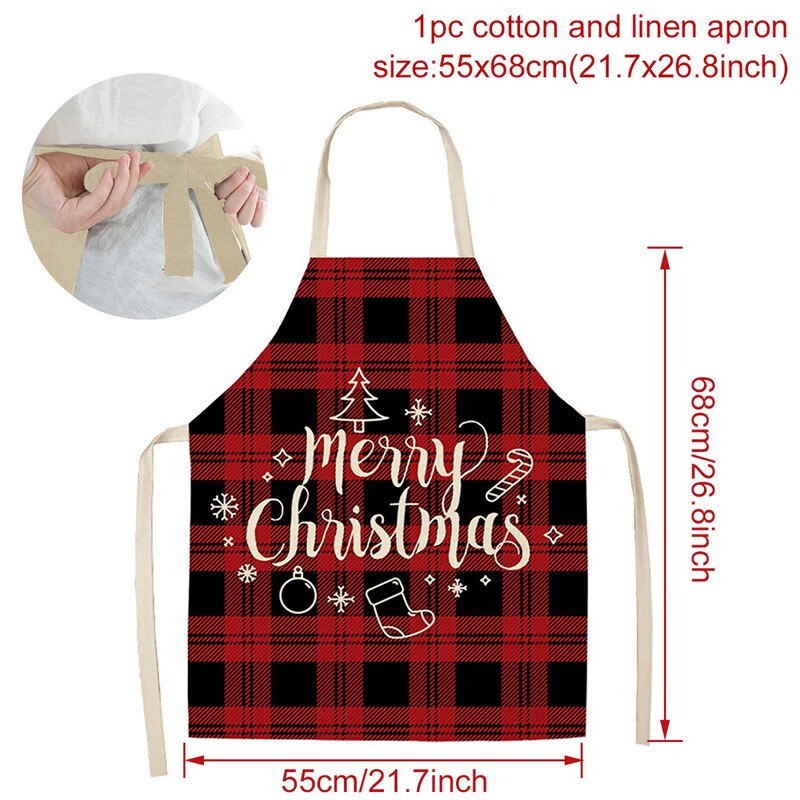 Tablier de noël joyeux noël treillis imprimé sans manches coton lin tabliers pour hommes femmes outils de nettoyage à domicile: Style 13