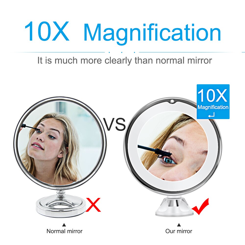 Makeup Vanity Mirror With 10X Lights LED Magnifying Mirror Cosmetic Mirrors Light Magnification LED Make up Mirrors Grossissant