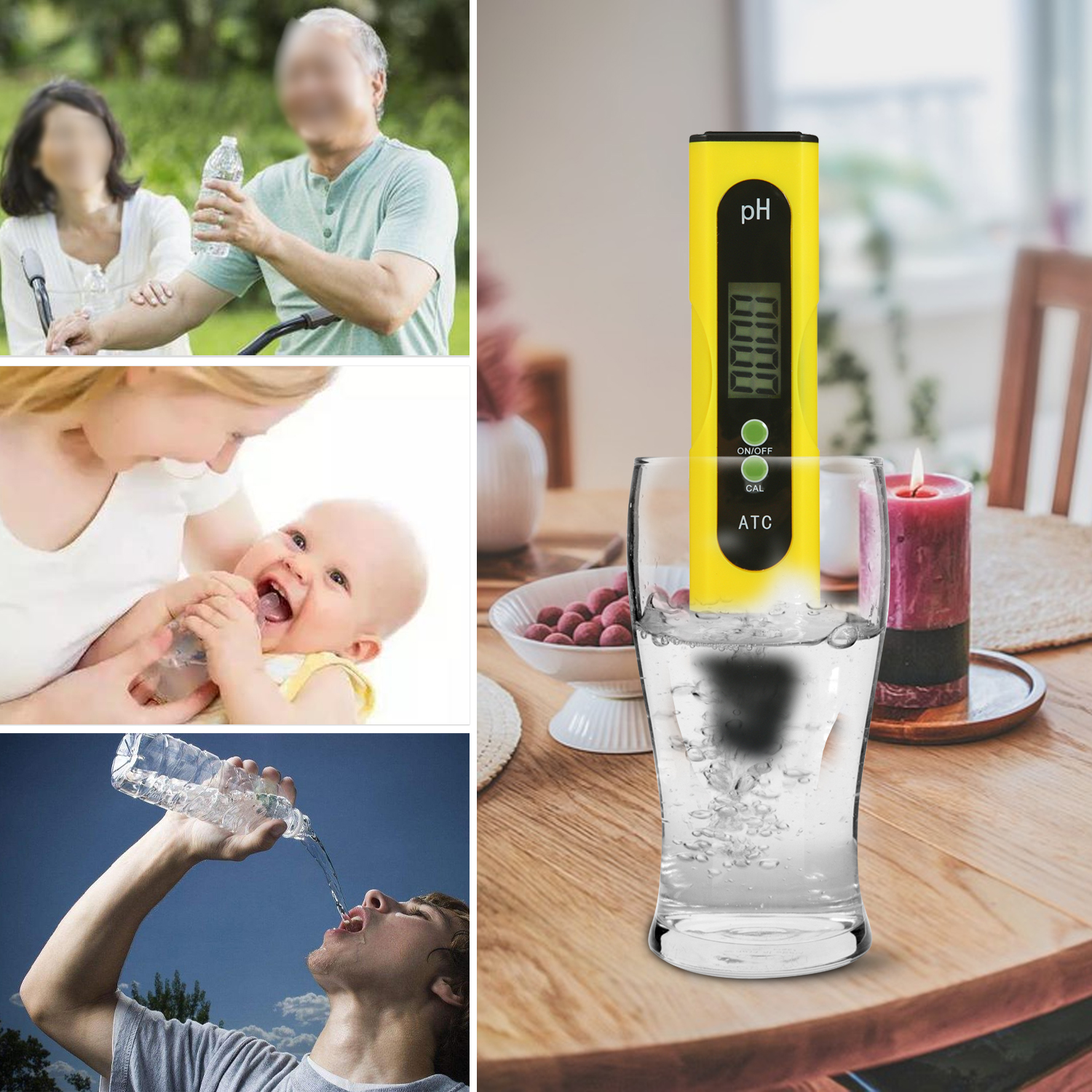 Digital vand test pen lcd display vand ph meter med atc til husholdnings drikkevand akvarier svømmebassiner spa