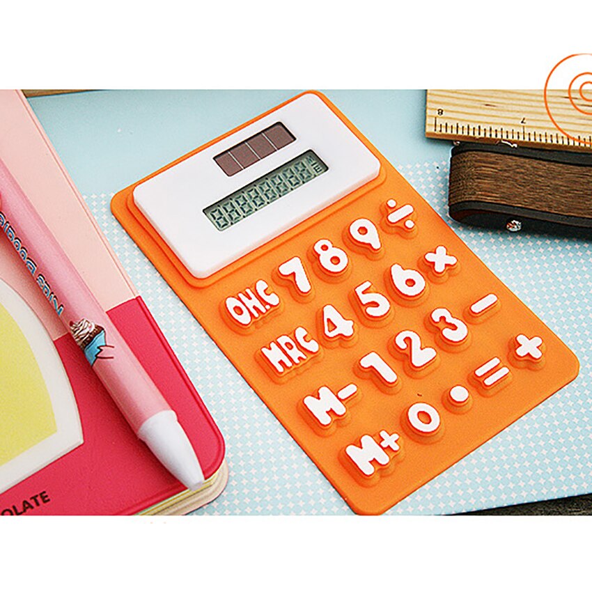 Mini Ultra Slim Silicone Calculator Foldable Pocket Solar Calculators 8 Digits Display Standard Function Student Calculator