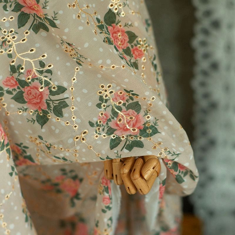 2 meter / parti bredde 150cm vintage rose chiffon broderi blonder klud kjole sy stof husstand duge dekoration