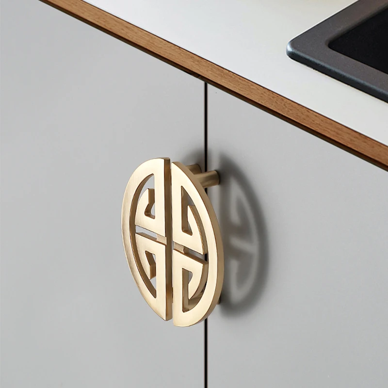 Poignée de porte dorée de style chinois, bouton de porte d'armoire, armoire à chaussures allongée, quincaillerie de meubles, , 1 pièce