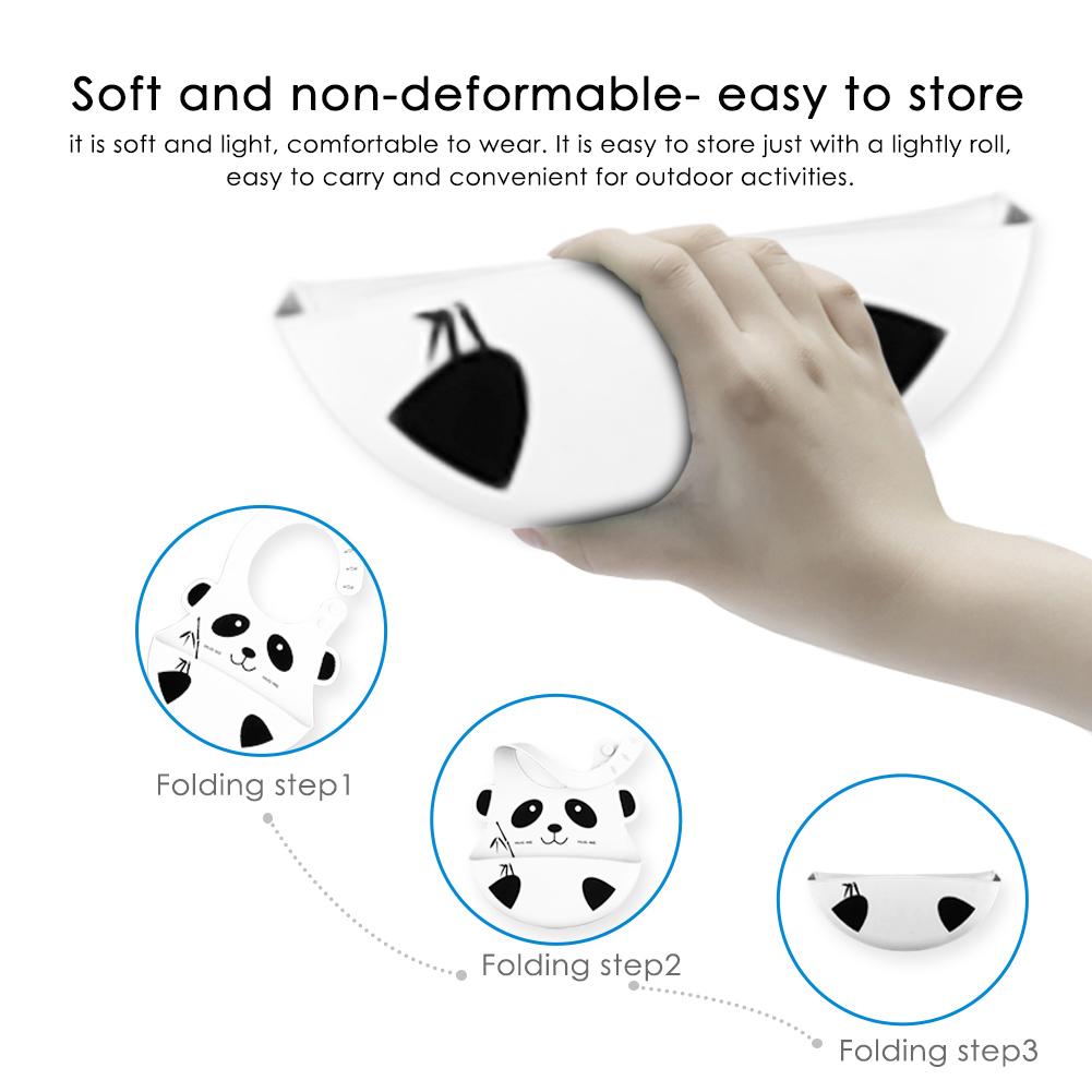 Babero impermeable lavables para bebés, alimentación de silicona, bonito Panda de dibujos animados, estilo estéreo, toalla de Saliva para niños