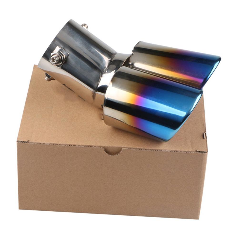 Universal Exhaust Muffler Pipe End Stainless Steel Car Round Mouth Double Pipe Tail Pipe Car Tail Throat Exhaust Pipe