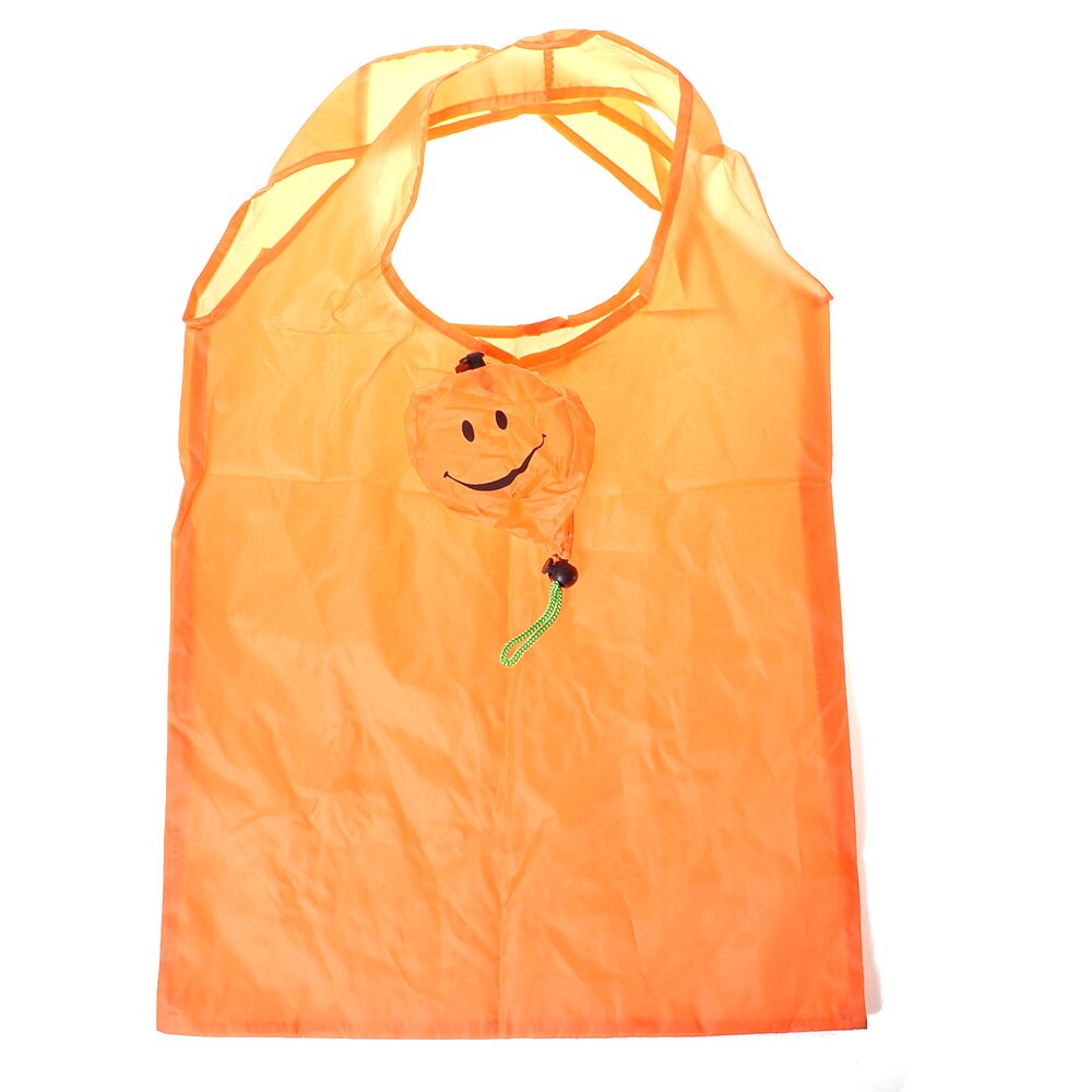 1Pcs Outdoor Oranje Lachend Gezicht Waterdichte Opvouwbare Vrouwen Boodschappentas Eco Opvouwbare Herbruikbare Handtas
