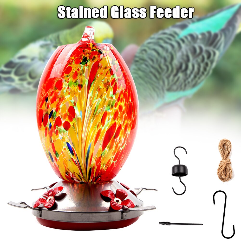 Hummingbird Feeders for Outdoors Stained Glass Leakproof Birds Feeder Hummingbird Feeder Bird Supplies TB