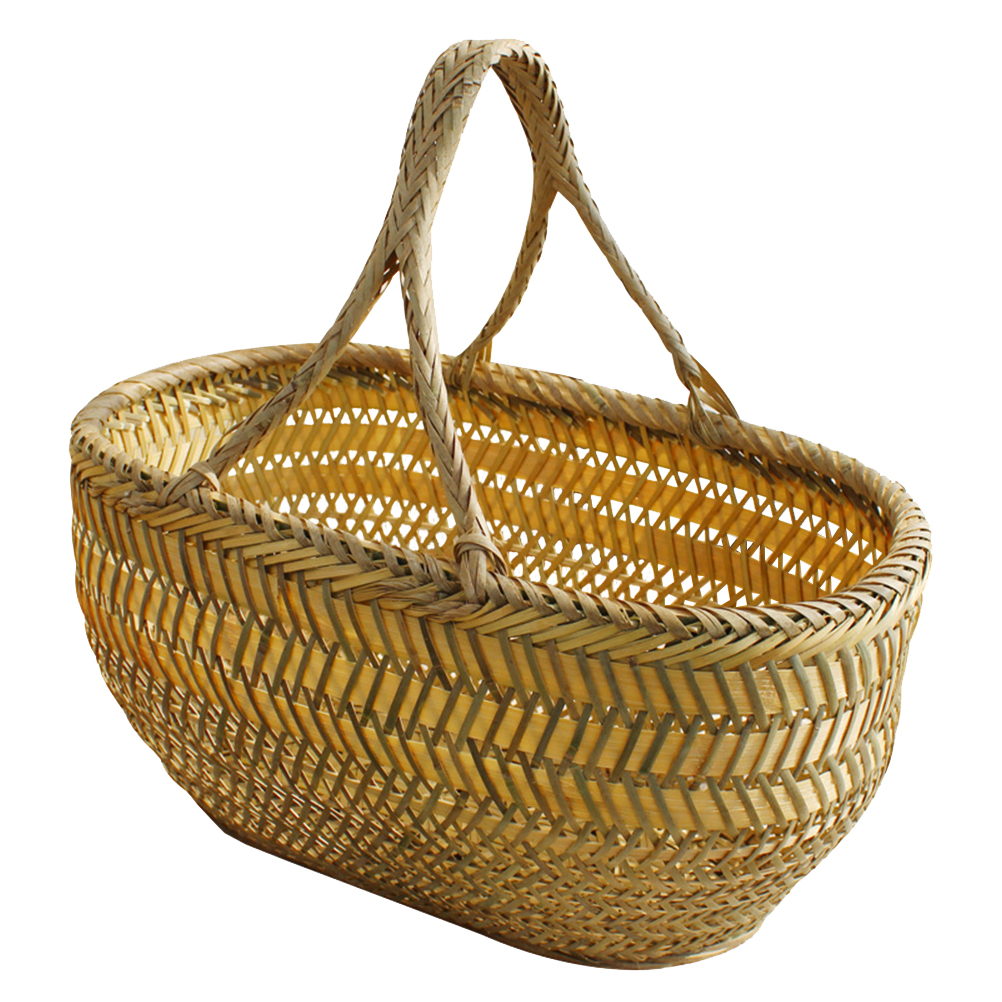 Handgeweven Oogstmand – Grote Rieten Mand Met Handvat – Voor Tuin, Picknick, Fruitschaal En Opbergdoel – 45 X 30 X 17 Cm, Bruin