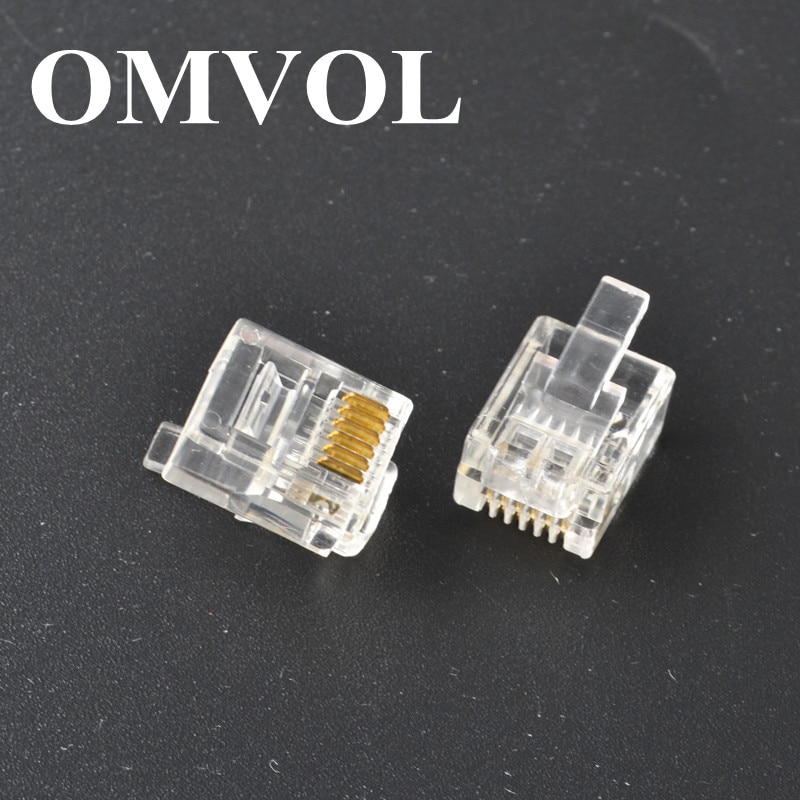 Conector macho RJ11 6P6C rojo Modular, 6 pines, Conector de teléfono