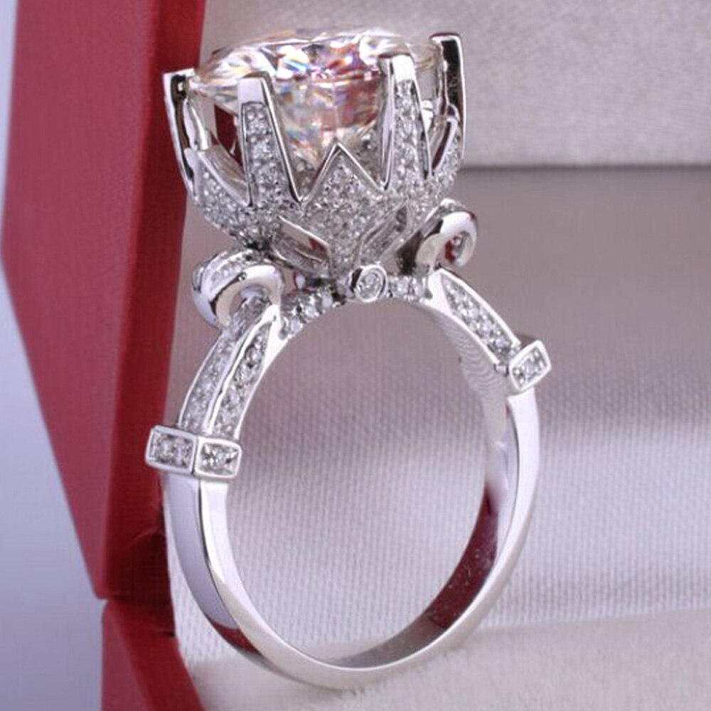 YaYI Schmuck Frauen Ring 3.8CT Weiß Zirkon Silber Farbe Verlobungsringe hochzeit Partei Schellt