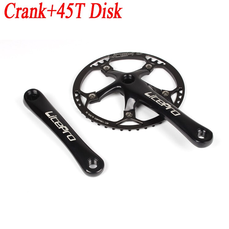 Bielle unique intégrée pour vélo pliant, 45T 47T 53T 56T 58T BCD 130mm, pièces de vélo, pédalier et disque: 45T black
