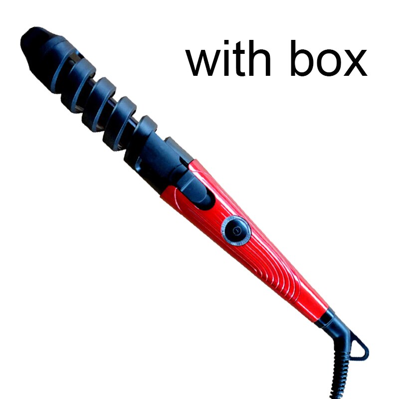 Hair Curler Spiral Curling Iron Electric Curlers Machine Hair Straightener Curling Wand Hair Iron Styling Tools: Red with box / EU