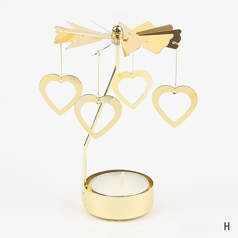 Carousel Candle Holder Gold Metal Candlesticks Room Decor Cake Rotating Candle Stand Home Decoration For Valentine's Christmas: Clear