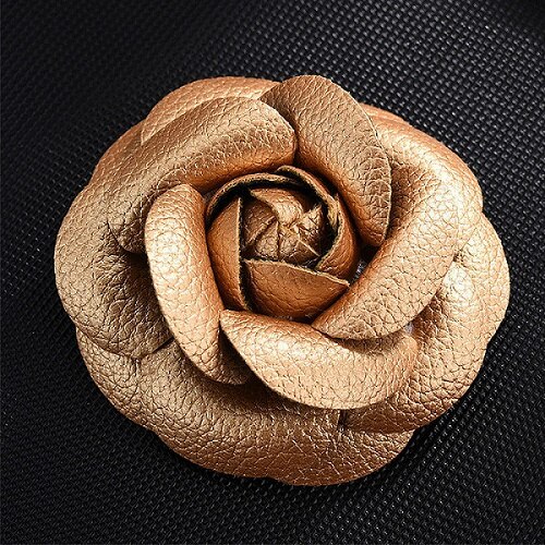 Koreaanse Handgemaakte Pu Leer Camellia Bloem Broche Boutonniere Revers Pin Sieraden Broches Corsage Voor Vrouwen Accessoires: 5