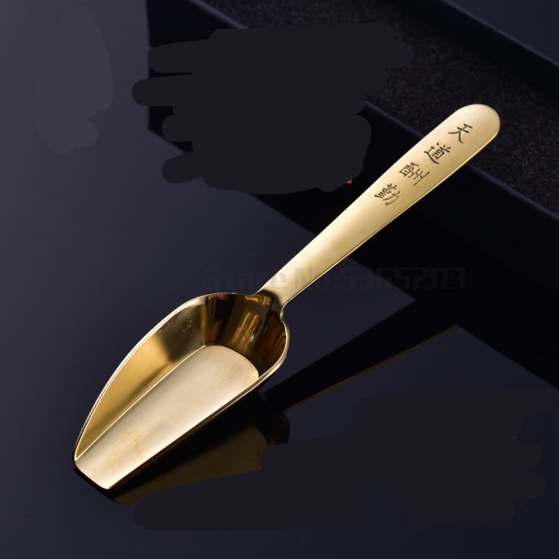 Pure copper tea spoon tea shovel tea spoon stainless steel household tea spoon tea clip teaspoon tea ceremony six gentlemen