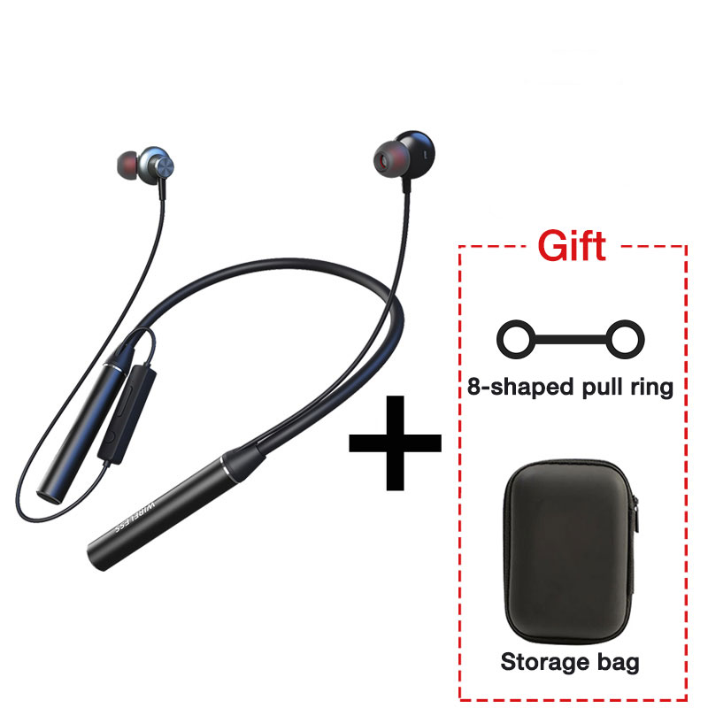 EARDECO 180-uurs uithoudingsvermogen Bluetooth-hoofdtelefoon Bass Draadloze hoofdtelefoon met microfoon Stereo nekband Koptelefoon Sportheadset TF-kaart: Black