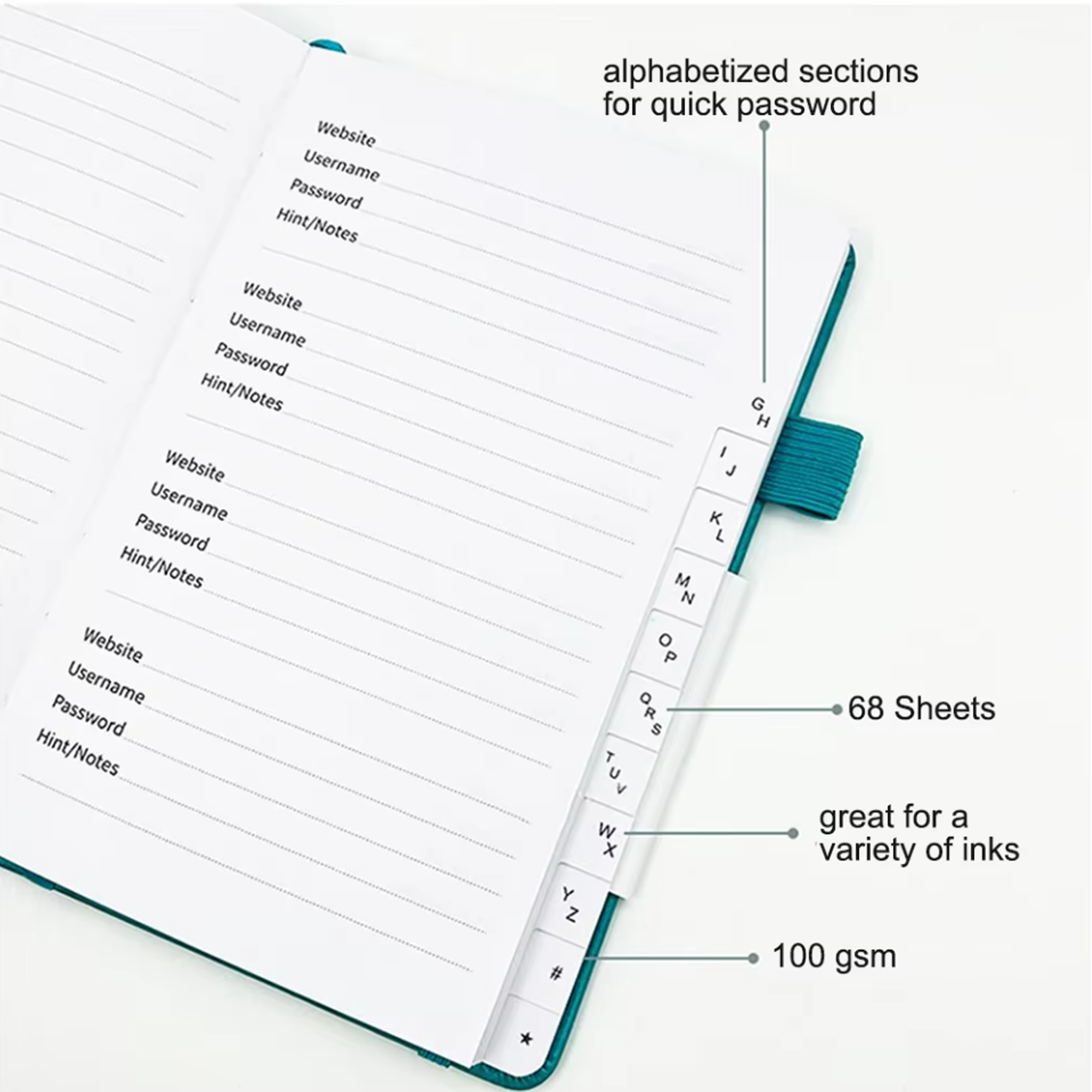 Password Book with Alphabetical tabs,Internet Address Organizer, Logbook Password Keeper for Website Logins, Book Keeper