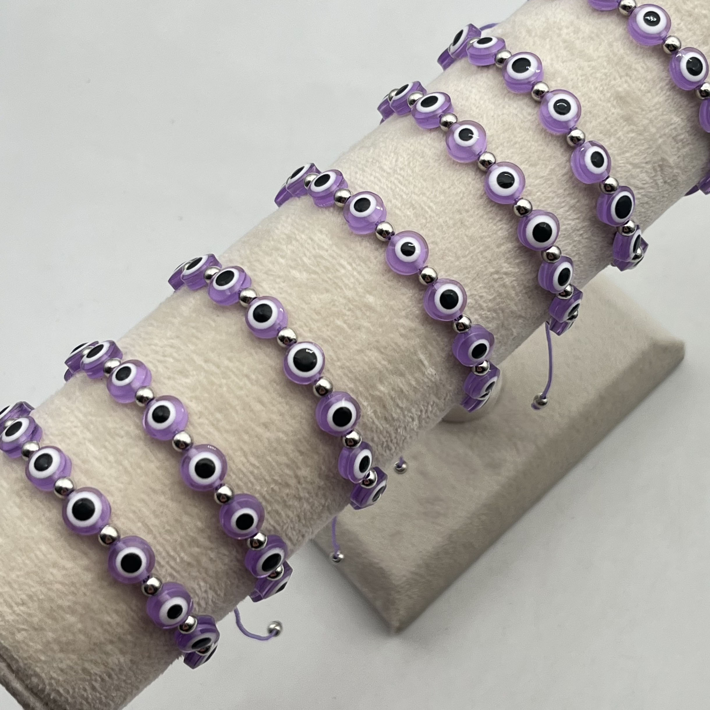 12 Pcs Evil Eye Armbanden Colorfu Enkelband Boho Hand-Geweven Geluk Armband Voor Moeder Vader Meisje Jongen Armband: purple