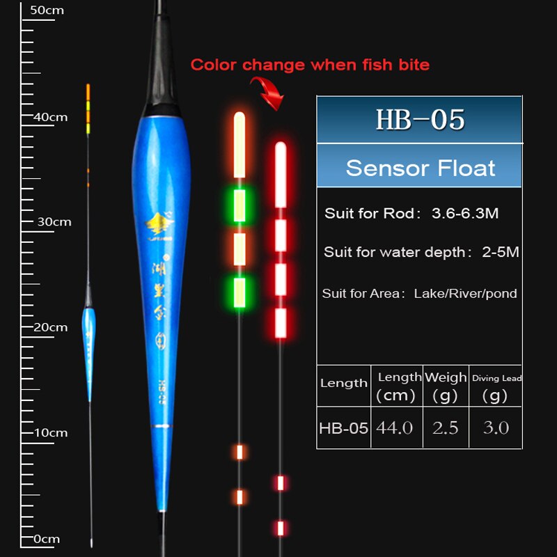 Hljfish flotteur de pêche flotteur électrique capteur de gravité Smart IC intégré appâts de poisson antenne changement de couleur LED flotteur lumineux: HB05 Float (3.0g)