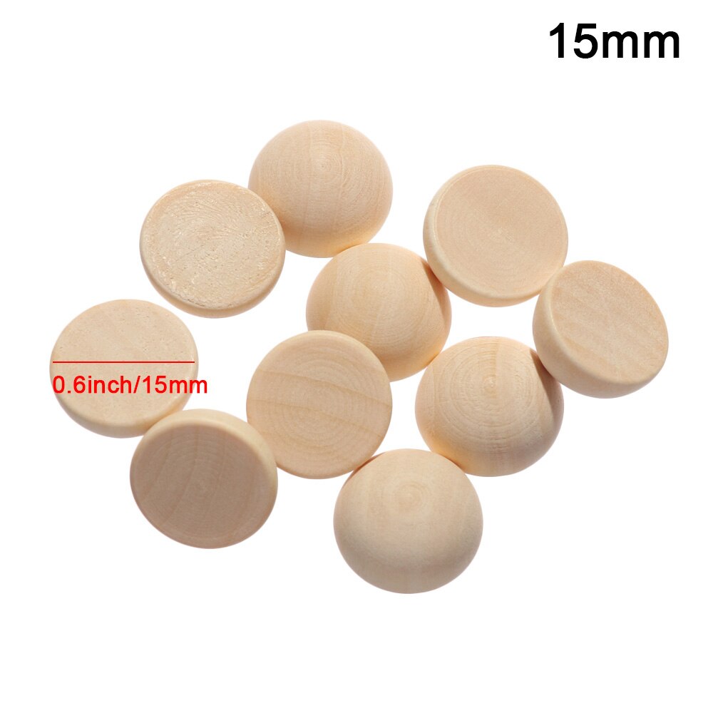 5/10 Pcs Eco-Friendly Natural Half Wooden Beads Wood Half-faced Split Round Balls for Home DIY Crafts Making Unfinished Supplies: 15mm-10PCS