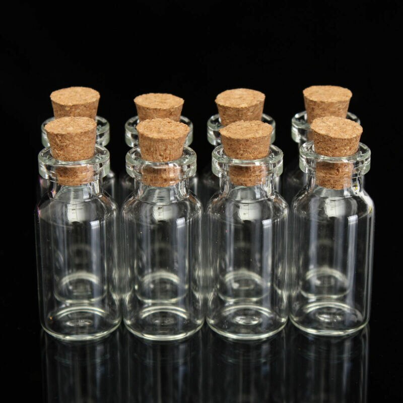 Botella pequeña con tapón de corcho, frasco pequeño de cristal transparente con mensaje de deseos, 16mm x 35mm, mini contenedores de 2ml, 5/10/25 Uds.