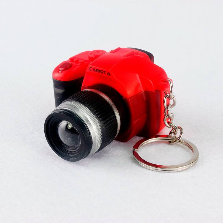 Kamera bil nøgleringe børn digital slr kamera legetøj førte lysende lyd glødende vedhæng nøglering taske tilbehør plast legetøj: Rød