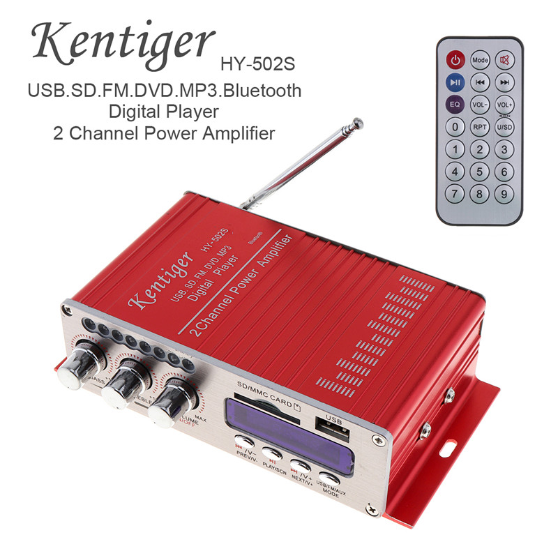 Kentiger-miniamplificadores de auriculares HY-502S DC 12V, amplificador de auriculares SD/USB, Radio FM con Control remoto para casa/coche, compatible con Bluetooth