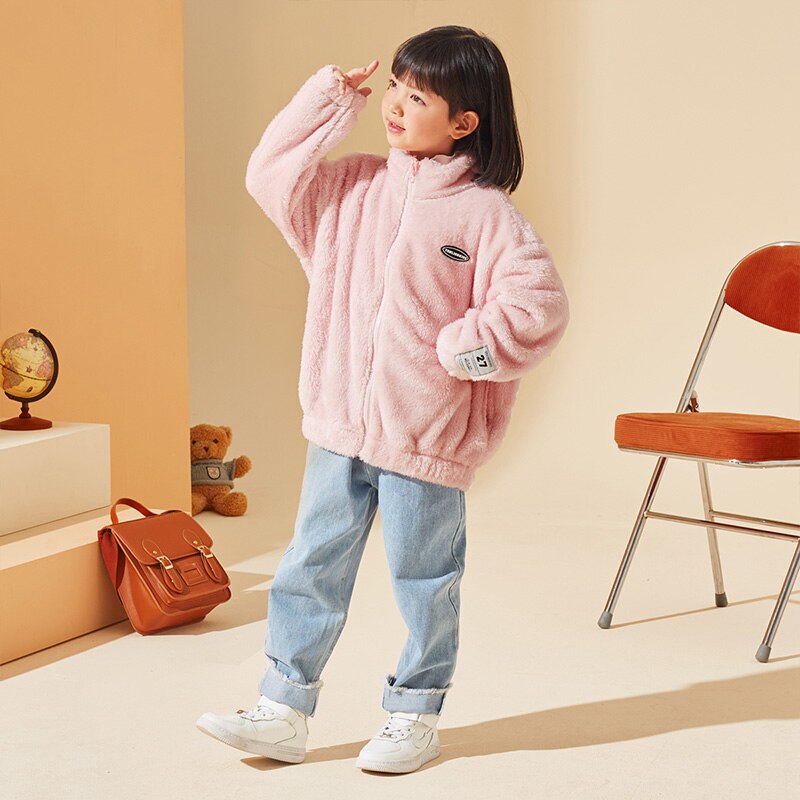 tonnellata Leone bambini inverno ragazze 'peluche cappotto moda carino casuale cerniera boutique abbigliamento per ragazze adatto da 5 a 12 anni