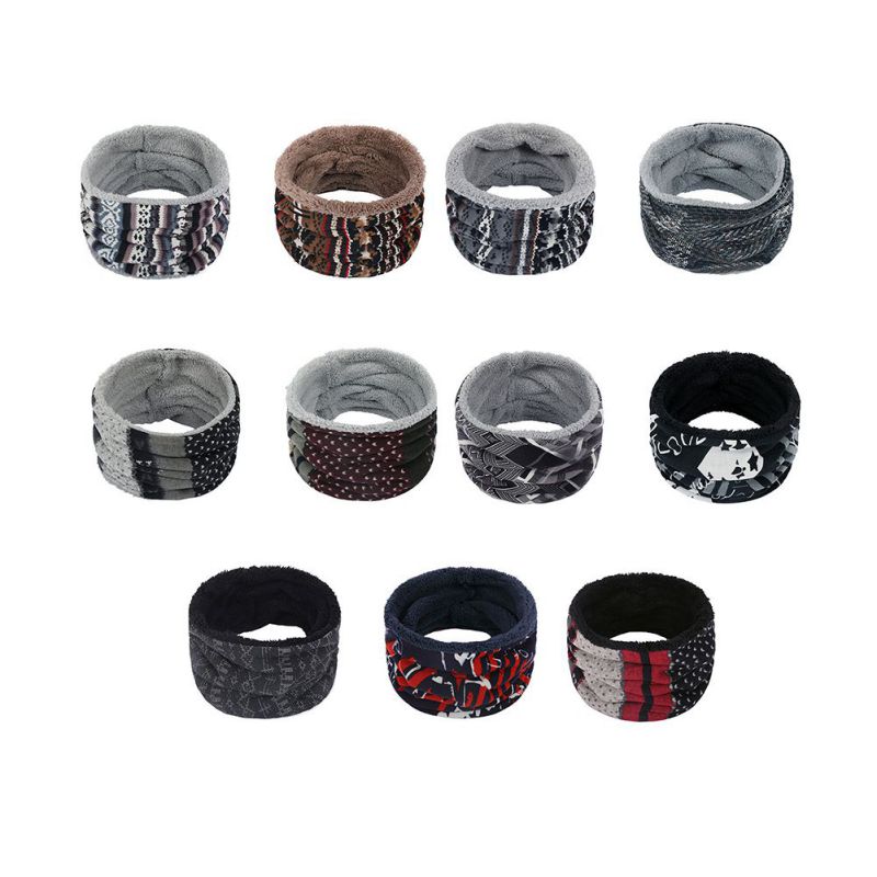 Winter warme gebreide ring sjaals print dikke binnenkant super elastische gebreide sjaals bandana nekwarmers sjaal mannen vrouwen