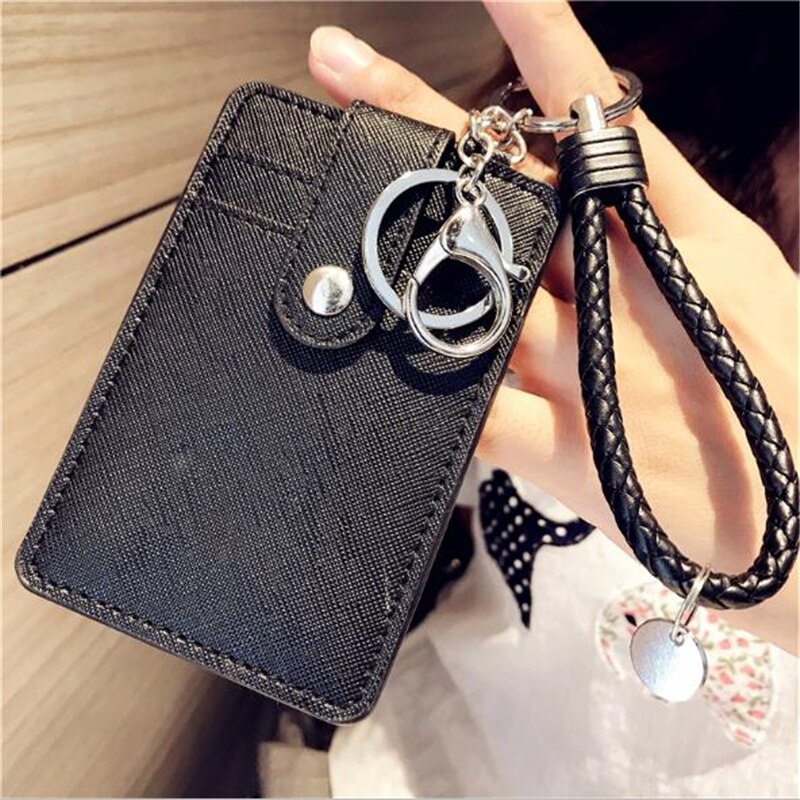 Pu Lederen Badge Houder Kantoor Key Id-kaart Houders Mini Portemonnee 3-Slot Lanyard Credit Card Bus Kaart Tas reizen Accessoires