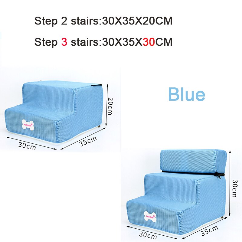 2/3 Layers Pet Dog Stairs Steps Indoor Dog House Stairs Ramp Ladder Portable Cat Climbing Ladder for Small Dog Cat Pet: Blue / Step3(30X35X30CM)