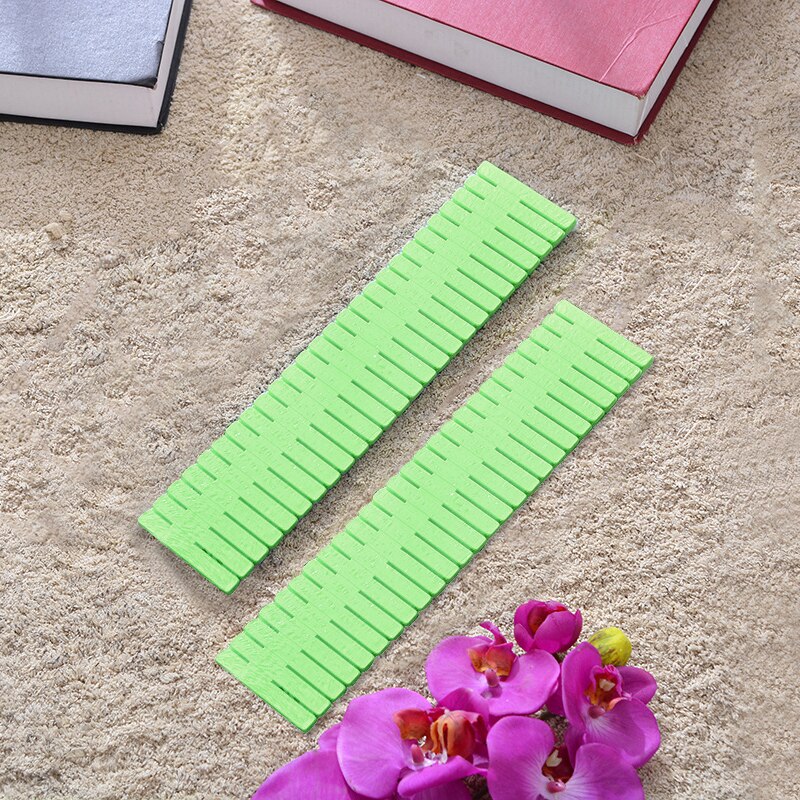 2pcs Plastic DIY Grid Drawer Adjustable Separator Divider Cabinet DIY Grid Household Necessities Storage Organizer Tools: 2pcs-Green