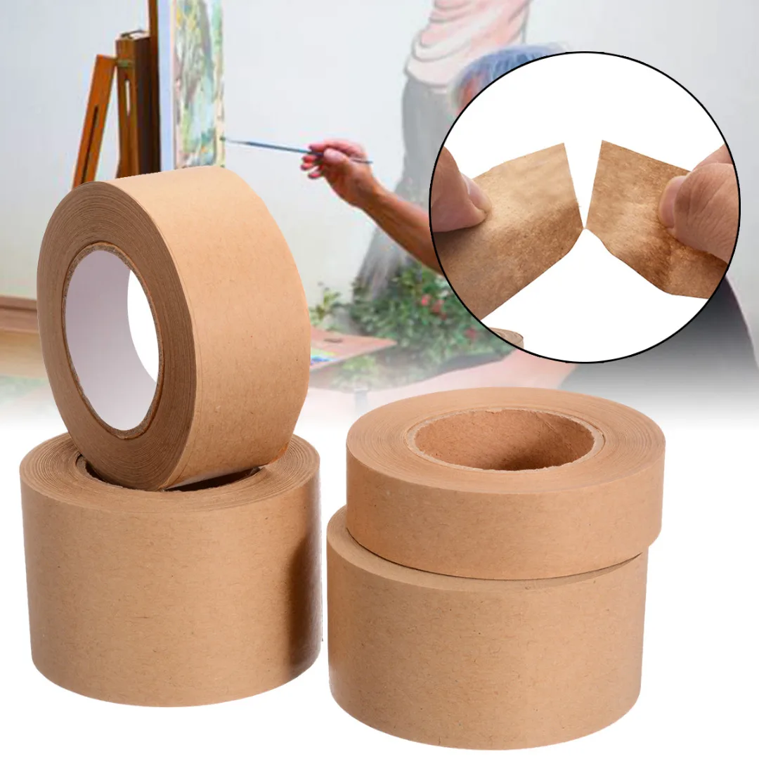 1 Rolle 23 m gummiertes Kraftpapier, braun gebündeltes selbstklebendes Abdeckpapierband für Kartonversiegelungs-Kraftpapierband, Verpackungswerkzeuge