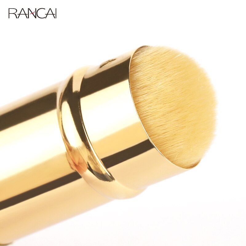 RANCAI-brocha Kabuki retráctil, 1 pieza, brocha para base en polvo, pelo sintético Beige, Mini brocha plana, herramientas cosméticas de maquillaje