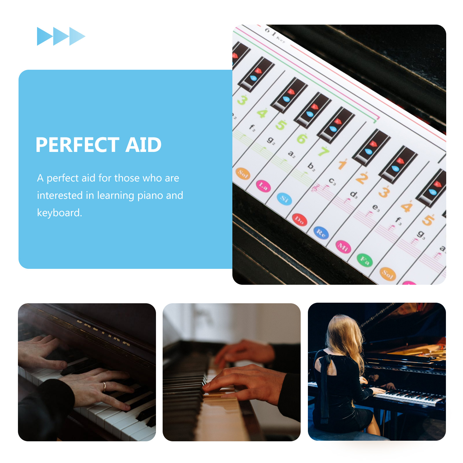 Piano Keyboard 88 Key Practice Guide Paper Keyboard Chart for Beginner