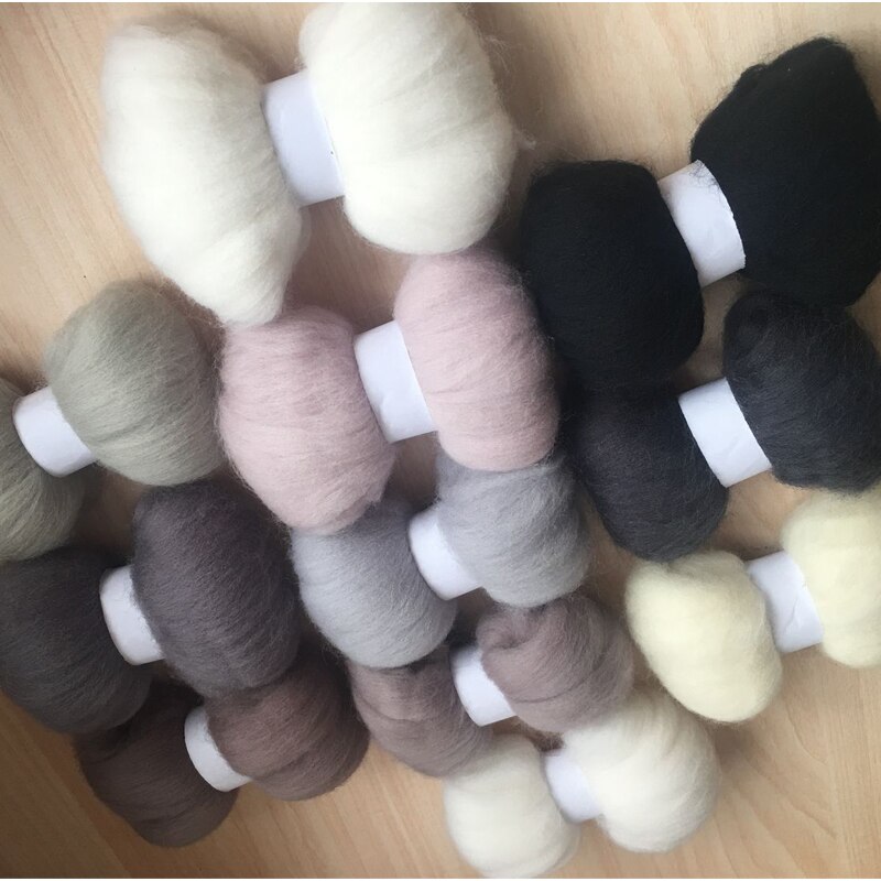 WFPFBEC 70 S wol voor vilten gekamd 100% wol merino vilt in handwerken wol roving DIY set 5 g/zak 11 kleuren