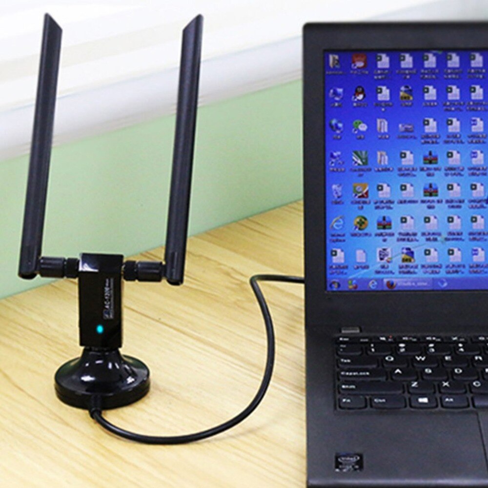 1200Mbps Long Range Dual Band 5GHz Wireless USB 3.0 WiFi Network Adapter Antennas for Home Office Desktop Laptop PC