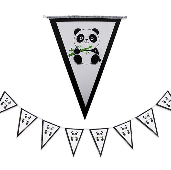 10 pièces/ensemble Panda thème fête papier bannières drapeau bébé douche enfants joyeux anniversaire fête décor papier fanion vaisselle jetable